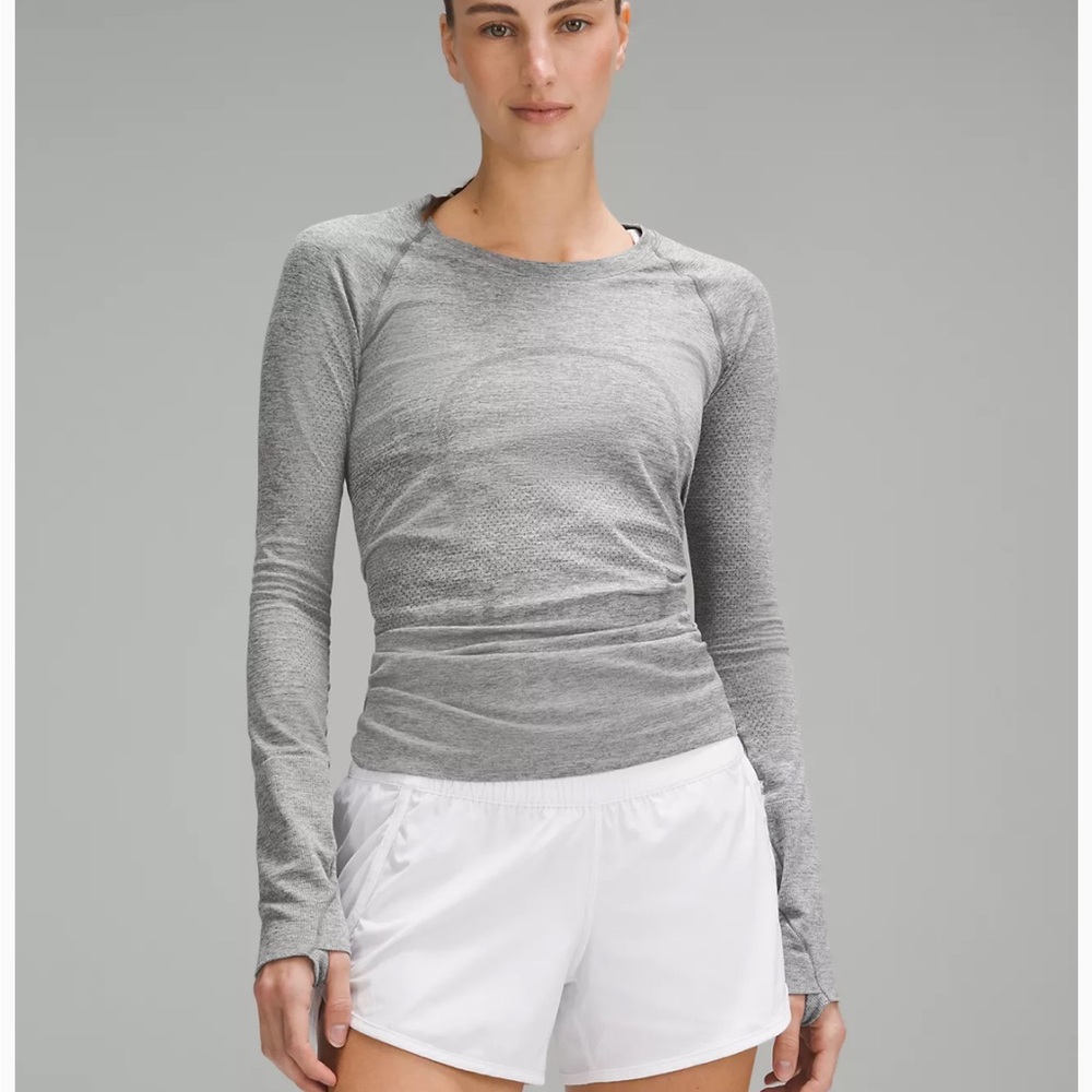 Heathered grey long sleeve swiftly tech top